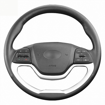 Кожаная Оплетка на руль TITANIUM  со шнуровкой для Kia Picanto (2011-2015), Kia Ray (2011-2025), Kia Morning (2011-2017)