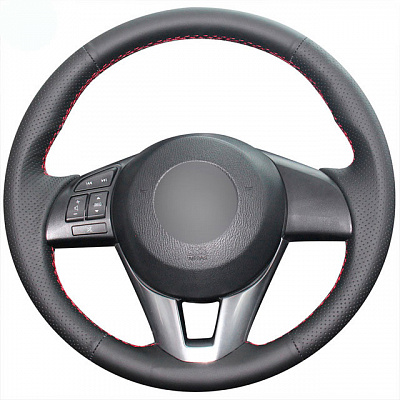 Кожаная Оплетка на руль TITANIUM  со шнуровкой для Mazda 3, Mazda Axela, Mazda 6, Mazda 2, Mazda CX-5, Mazda Demio