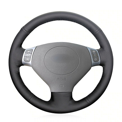 Кожаная Оплетка на руль TITANIUM  со шнуровкой для Chery Tiggo (T11) (2005-2013), Vortex Tingo (2011-2012)