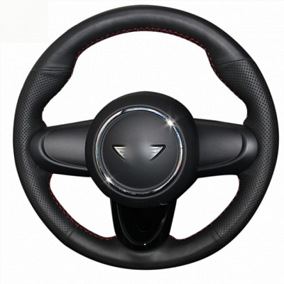 Кожаная Оплетка на руль TITANIUM  со шнуровкой для Mini Countryman (2016-2025), Mini Clubman (2015-2025), Mini Cabrio (2015-2025)