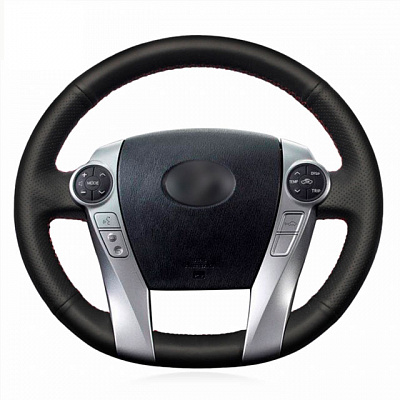 Кожаная Оплетка на руль TITANIUM  со шнуровкой для Toyota Prius, Toyota Aqua, Toyota Prius Alpha, Toyota Prius C, Toyota Prius V (+)