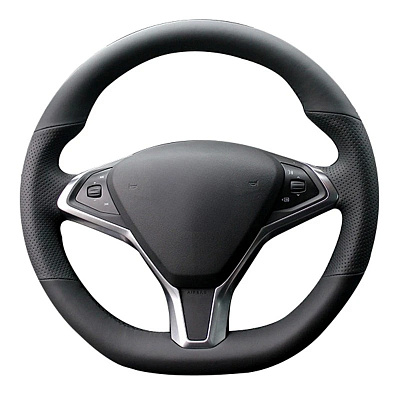 Кожаная Оплетка на руль TITANIUM  со шнуровкой для Tesla Model S (2012-2021), Tesla Model X (2015-2021)