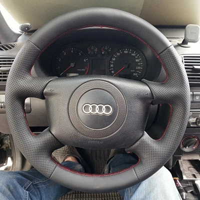 Кожаная Оплетка на руль TITANIUM  со шнуровкой для Audi A6, Audi A8, Audi S8, Audi A3, Audi A2