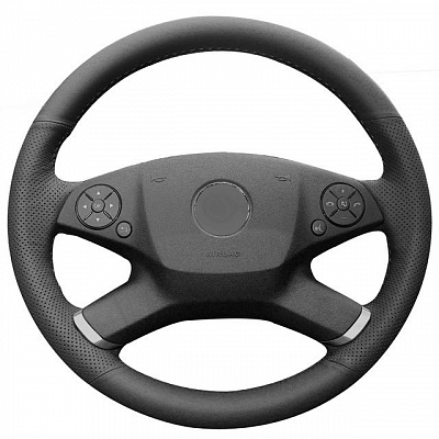 Кожаная Оплетка на руль TITANIUM  со шнуровкой для Mercedes-Benz M-klasse (2008-2011 /W164), Mercedes-Benz R-klasse (2010-2017 /W251), Mercedes-Benz GL-klasse (2009-2012 /X164), Mercedes-Benz S-klasse (2009-2013 /W221), Mercedes-Benz E-klasse (2009-2013 /W212 /S212 /C207)