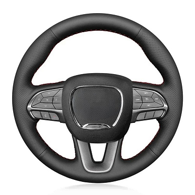 Кожаная Оплетка на руль TITANIUM  со шнуровкой для Dodge Charger (2014-2023), Dodge Durango (2013-2025), Dodge Challenger (2015-2025)