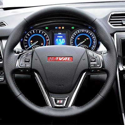 Кожаная Оплетка на руль TITANIUM  со шнуровкой для Haval H2 (2014-2025)