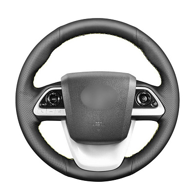 Кожаная Оплетка на руль TITANIUM  со шнуровкой для Toyota Prius (2015-2025), Toyota Mirai (2015-2020)