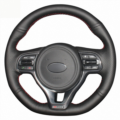 Кожаная Оплетка на руль TITANIUM  со шнуровкой для Kia K5 (2015-2020), Kia Sportage (2015-2018), Kia Optima (2016-2018) СПОРТ