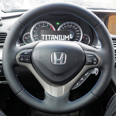 Кожаная Оплетка на руль TITANIUM  со шнуровкой для Honda Accord, Acura TSX, Acura RDX