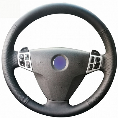 Кожаная Оплетка на руль TITANIUM  со шнуровкой для Saab 9-3 (2002-2012), Cadillac BLS (2006-2010)