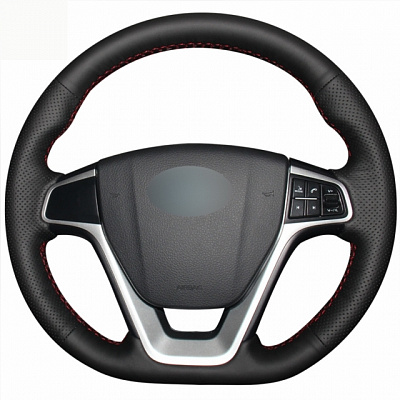 Кожаная Оплетка на руль TITANIUM  со шнуровкой для Geely Emgrand GT (2015-2026), Geely Atlas (2016-2022)