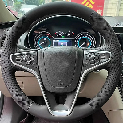 Кожаная Оплетка на руль TITANIUM  со шнуровкой для Buick Regal (2015-2025), Opel Insignia (2013-2017)