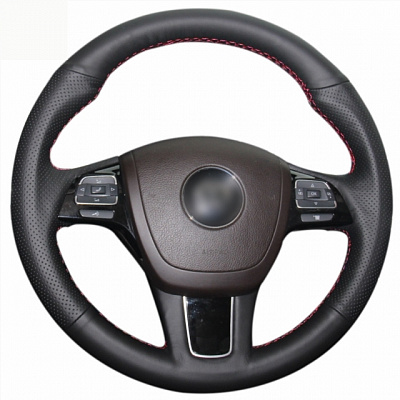 Кожаная Оплетка на руль TITANIUM  со шнуровкой для Volkswagen Touareg (2010-2018)