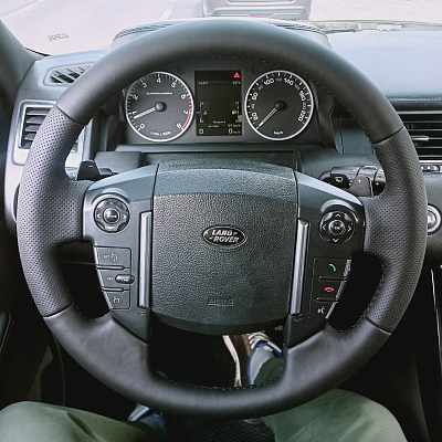Кожаная Оплетка на руль TITANIUM  со шнуровкой для Land Rover Discovery (2009-2016), Land Rover Range Rover Sport (2009-2013), Land Rover Freelander (2012-2014)