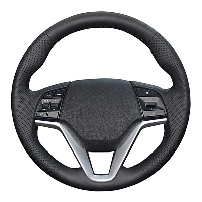 Кожаная Оплетка на руль TITANIUM  со шнуровкой для Hyundai Tucson (2015-2021)