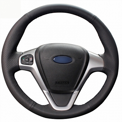 Кожаная Оплетка на руль TITANIUM  со шнуровкой для Ford Fiesta (2008-2019), Ford EcoSport (2012-2018), Ford KA (2016-2025), Ford B-MAX (2012-2025)