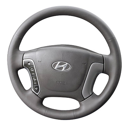 Кожаная Оплетка на руль TITANIUM  со шнуровкой для Hyundai Santa Fe (2005-2012)