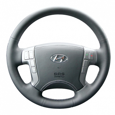 Кожаная Оплетка на руль TITANIUM  со шнуровкой для Hyundai Starex (H-1) (2007-2018), Hyundai Grand Starex (2007-2018)