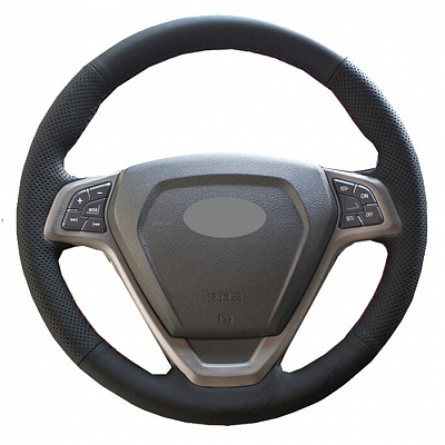 Кожаная Оплетка на руль TITANIUM  со шнуровкой для Chery Tiggo (T11) (2012-2015), Chery Tiggo 3 (2017-2025), Vortex Tingo (2012-2014)