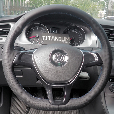 Кожаная Оплетка на руль TITANIUM  со шнуровкой для Volkswagen Golf, Volkswagen Polo, Volkswagen Tiguan, Volkswagen Sharan, Volkswagen Touran, Volkswagen Jetta, Volkswagen Passat, Volkswagen Crafter, Volkswagen Touareg, Volkswagen Bora, Volkswagen Teramont