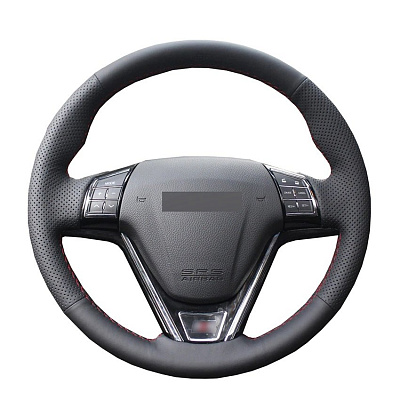 Кожаная Оплетка на руль TITANIUM  со шнуровкой для Haval H6 (2014-2022)