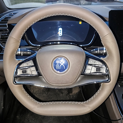 Кожаная Оплетка на руль TITANIUM  со шнуровкой для BYD HAN (2020-2026)