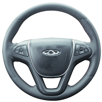 Кожаная Оплетка на руль TITANIUM  со шнуровкой для Chery Tiggo 5 (2014-2025)