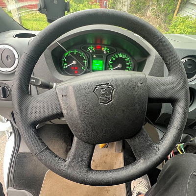 Кожаная Оплетка на руль TITANIUM  со шнуровкой для ГАЗ Газель (2010-2025), ГАЗ Газель Next (2013-2025)