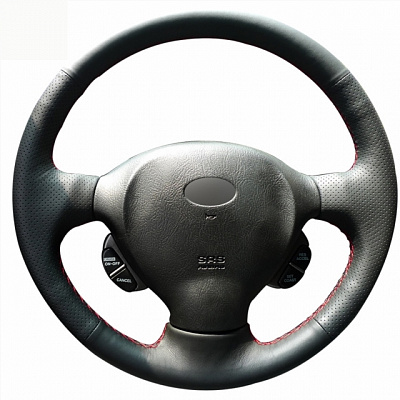 Кожаная Оплетка на руль TITANIUM  со шнуровкой для Hyundai Santa Fe (2000-2012)