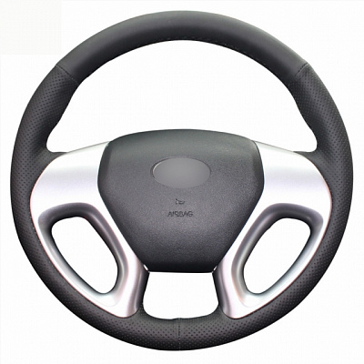 Кожаная Оплетка на руль TITANIUM  со шнуровкой для Hyundai ix35 (2010-2015), Hyundai Tucson (2009-2015)