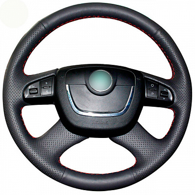 Кожаная Оплетка на руль TITANIUM  со шнуровкой для Skoda Octavia (2008-2013), Skoda Superb (2008-2013), Skoda Fabia (2010-2015), Skoda Yeti (2009-2014)
