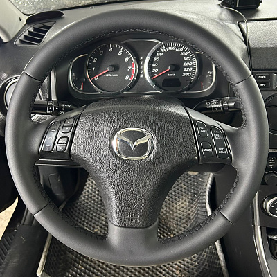 Кожаная Оплетка на руль TITANIUM  со шнуровкой для Mazda 3, Mazda 6, Mazda 5, Mazda Atenza, Mazda MPV