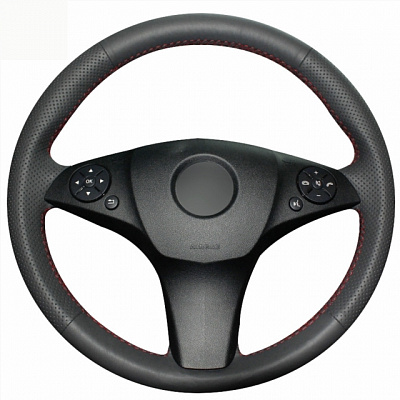 Кожаная Оплетка на руль TITANIUM  со шнуровкой для Mercedes-Benz C-klasse (2006-2011 /W204), Mercedes-Benz CLS-klasse (2008-2010 /C219), Mercedes-Benz GLK-klasse (2008-2012)